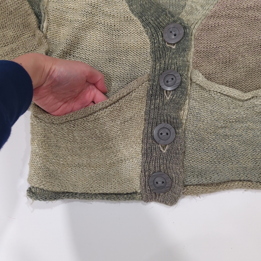 Kensie Pink Green Button Cardigan Chunky Knit - Women's Small Multicolor Heavy - Picture 7 of 16